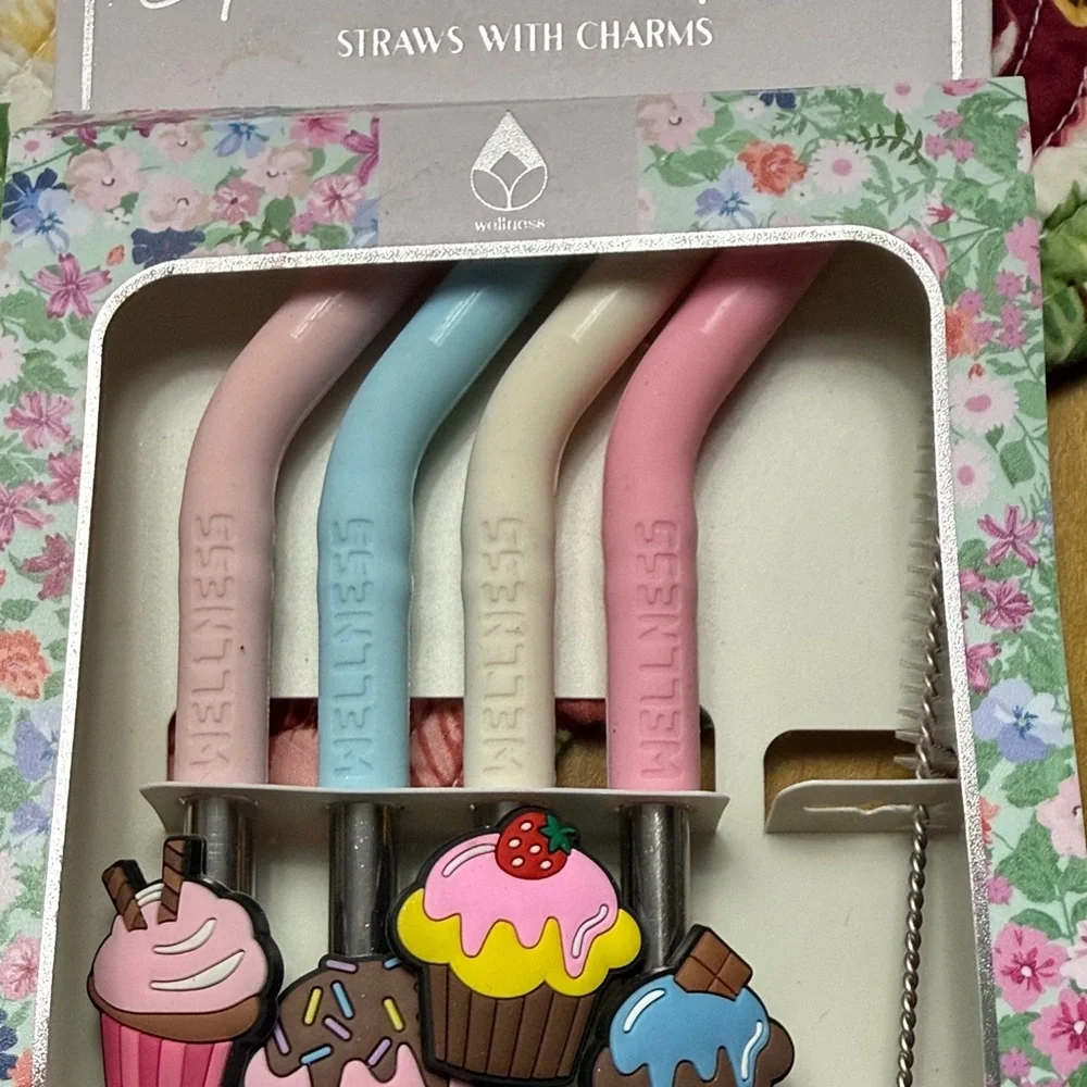 Colorful Cupcake Stainless Steel Straw Set